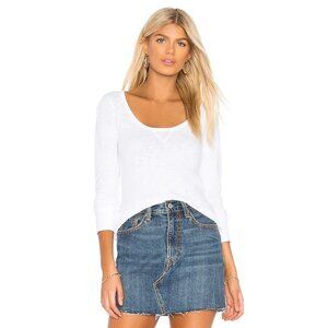 Bobi Vintage Long Sleeve Tee in White Sleeve Casual  M NWT $55